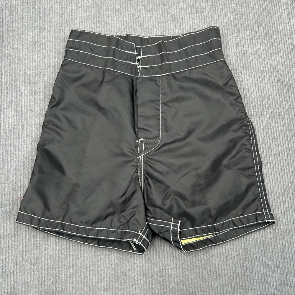 Birdwell Beach Britches Board y2k Shorts Black Nylon Surf Trunks Size 18 Kids